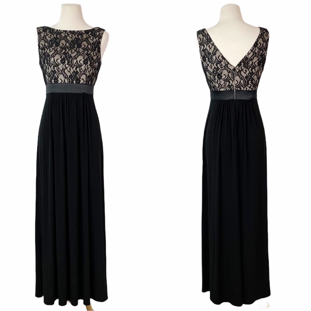 Eliza J Lace cocktail Maxi Gown size 4 black cream